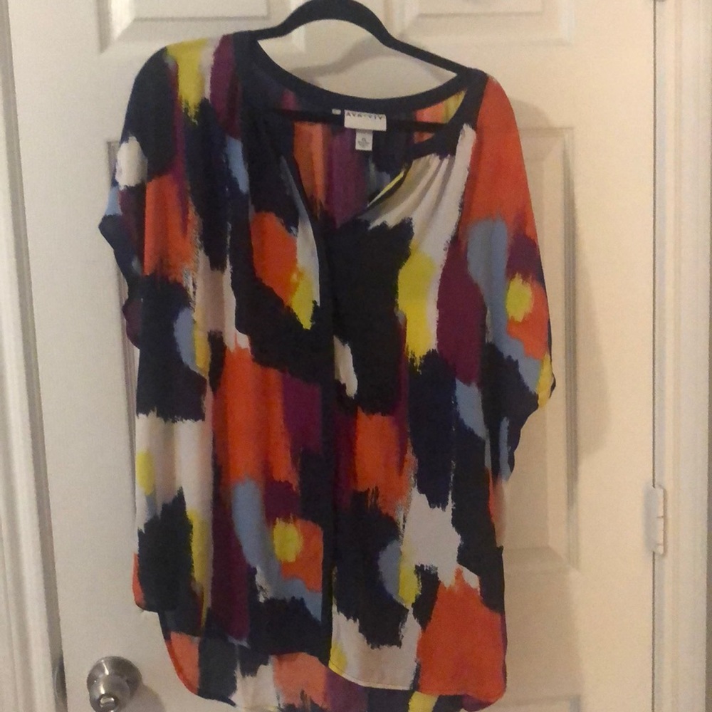 ava & viv multicolor sheer blouse